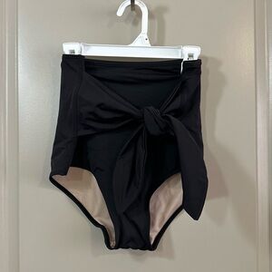Black High-Waisted Kourtni Jeane Bikini Bottom with Tie front- NEVER WORN